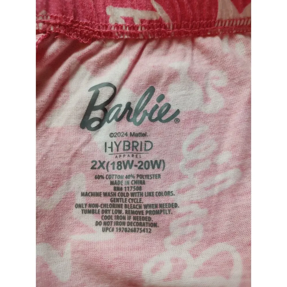 Barbie Mattel Pink & White Stretch Knit Stretch Pull-on Shorts Adult Women 2x